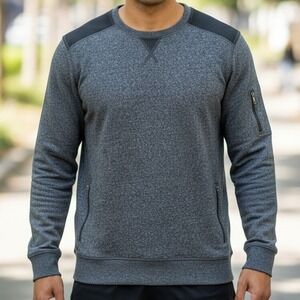 Sovereign Code Mens Heathered Charcoal Grey Pullover Mesh Shoulder Zip Pockets